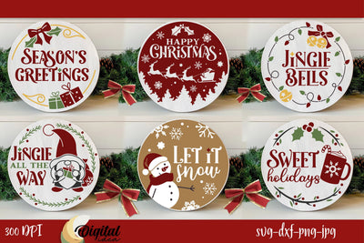 6 Round Sign Christmas SVG. Christmas door sign SVG Bundle. SVG Evgenyia Guschina 