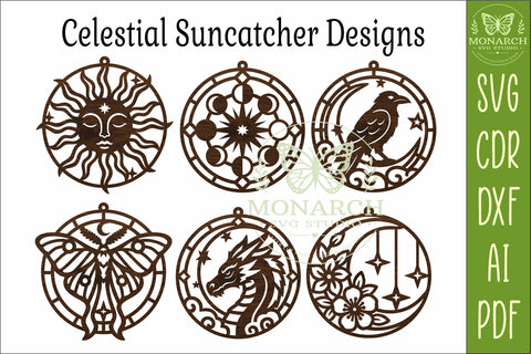6 Suncatcher Bundle SVG | celestial window hangers SVG APInspireddesigns 