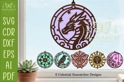 6 Suncatcher Bundle SVG | celestial window hangers SVG APInspireddesigns 