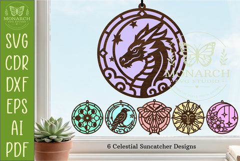 6 Suncatcher Bundle SVG | celestial window hangers SVG APInspireddesigns 