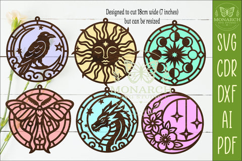 6 Suncatcher Bundle SVG | celestial window hangers SVG APInspireddesigns 