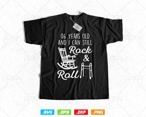 6 Years Old Rock & Roll Birthday Svg Png, 6th Birthday Clipart T shirt Design Gifts, Svg Files for Cricut, Six Birthday Party Squad Svg SVG DesignDestine 