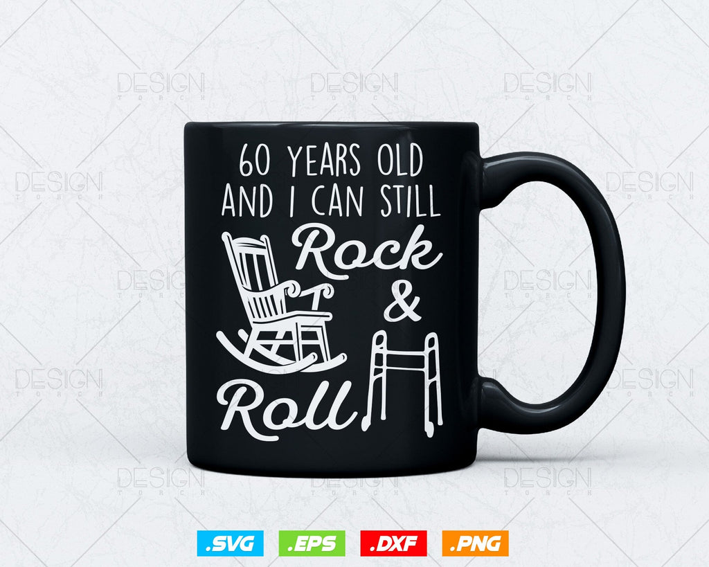 60 Years Old Rock & Roll Birthday Svg Png, 60th Birthday Clipart T ...