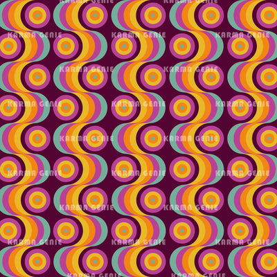 60s 70s Retro Wavy Stripes And Circles Vintage Mid Century Pattern Digital Paper Digital Pattern Karma Genie Graphics 