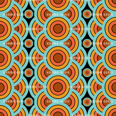 60s 70s Style Retro Modern Circles Vintage Mid Century Pattern Digital Paper Digital Pattern Karma Genie Graphics 