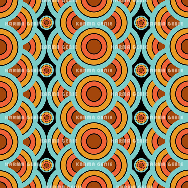 60s 70s Style Retro Modern Circles Vintage Mid Century Pattern Digital Paper Digital Pattern Karma Genie Graphics 