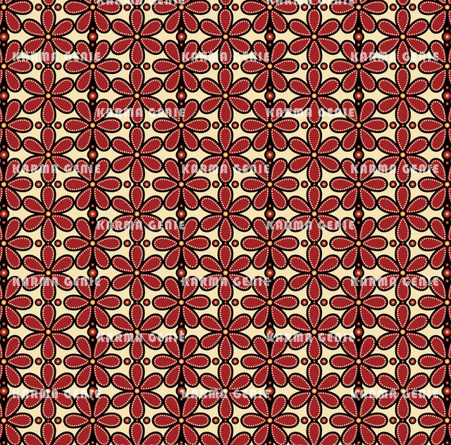 60s 70s Style Retro Vintage Mid Century Red Daisy Flower Pattern Digital Paper Digital Pattern Karma Genie Graphics 