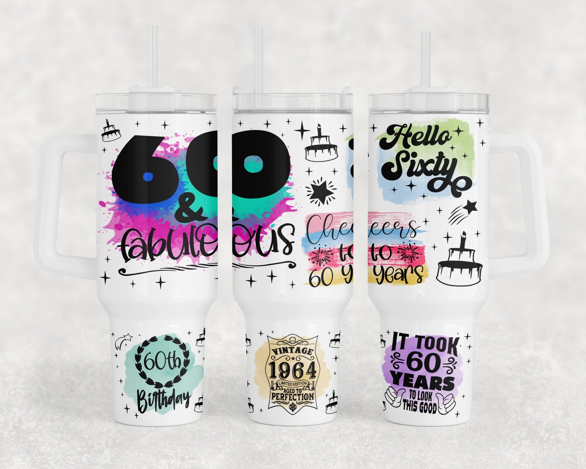 60th Birthday 40oz Tumbler Wrap, 60th Anniversary 40oz Quencher Tumbler ...