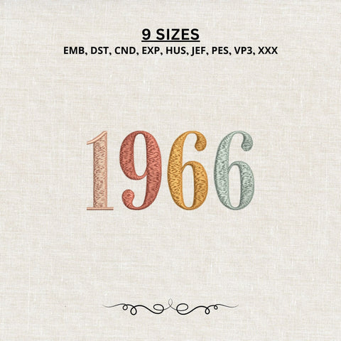 60th Birthday Embroidery File, Born in 1966 Birthday Gift, 1966 Machine Embroidery Design Embroidery/Applique DESIGNS PatternFeed8 