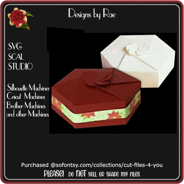 632 Hex Flower Top Box | Multiple Machine Formats SVG Designs by Rae 