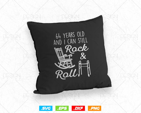 64 Years Old Rock & Roll Birthday Svg Png, 64th Birthday Clipart T shirt Design Gifts, Svg Files for Cricut, Sixty four Birthday Party Squad Svg SVG DesignDestine 