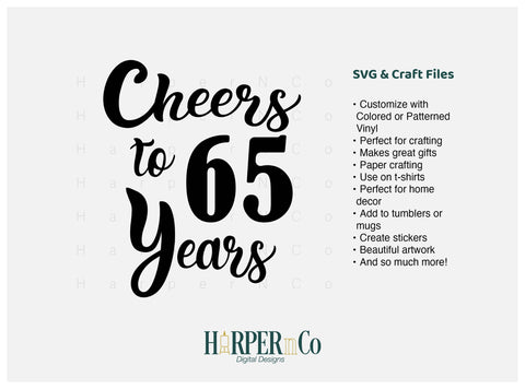 65 Year SVG PNG Cut EPS File SVG HarperNCo 