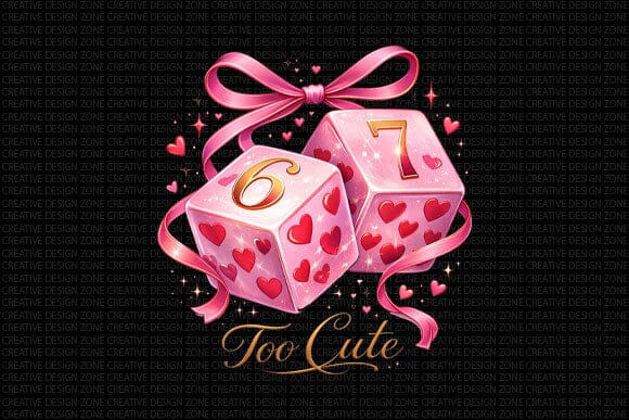 67 Too Cute Valentine PNG Love Dice Heart Sublimation Design SVG BillahCrafts 