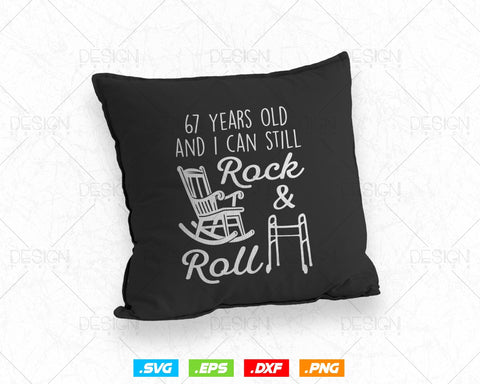 67 Years Old Rock & Roll Birthday Svg Png, 67th Birthday Clipart T shirt Design Gifts, Svg Files for Cricut, Sixty Seven Birthday Party Squad Svg SVG DesignDestine 
