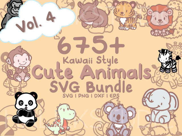 675+ Kawaii Animals SVG Design Set SVG HalieKStudio 