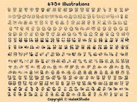 675+ Kawaii Animals SVG Design Set SVG HalieKStudio 