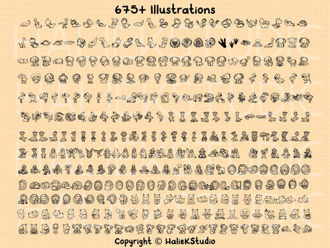 675+ Kawaii Animals SVG Design Set SVG HalieKStudio 