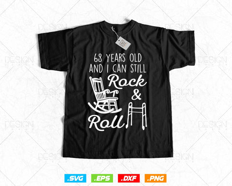 68 Years Old Rock & Roll Birthday Svg Png, 68th Birthday Clipart T shirt Design Gifts, Svg Files for Cricut, Sixty Eight Birthday Party Squad Svg SVG DesignDestine 