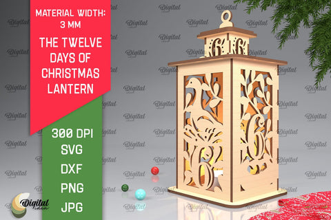 6st Day of Christmas Lantern Laser Cut. Merry Christmas SVG SVG Evgenyia Guschina 
