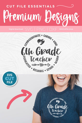 6th Grade Teacher svg, sixth grade teacher svg, unisex SVG SVG Cut File 
