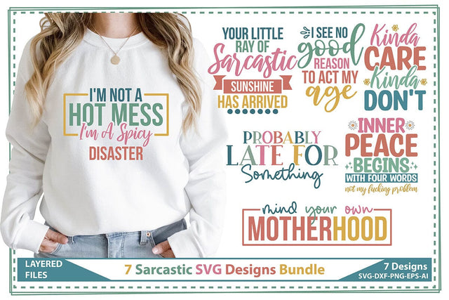 7 Sarcastic SVG Designs Bundle SVG shah alam 