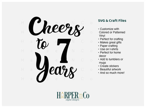 7 Year SVG PNG Cut EPS File SVG HarperNCo 