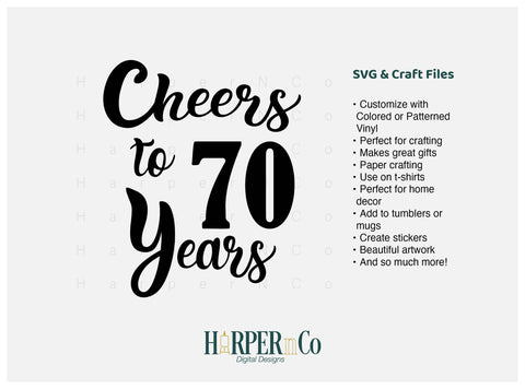 70 Year SVG PNG Cut EPS File SVG HarperNCo 