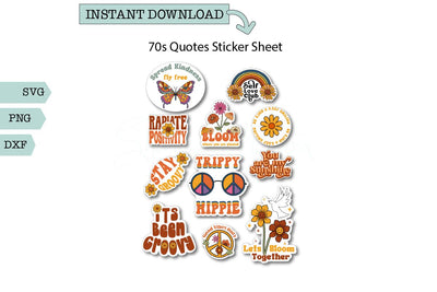 70s Quotes Sticker Sheet Butterfly SVG Sharia Morton Designs 