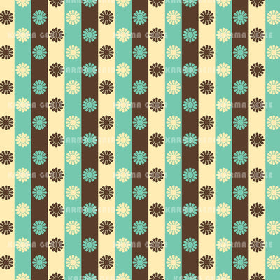 70s Style Daisy Flowers Retro Mid Century Striped Pattern Digital Paper Digital Pattern Karma Genie Graphics 