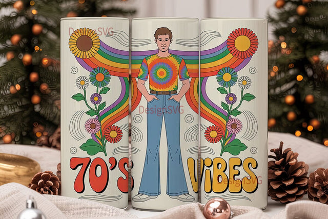 70s Vibes 20oz Tumbler Wrap Sublimation DesignSVG 