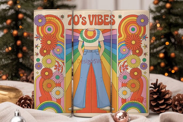 70s Vibes 20oz Tumbler Wrap Sublimation DesignSVG 