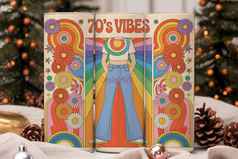70s Vibes 20oz Tumbler Wrap Sublimation DesignSVG 