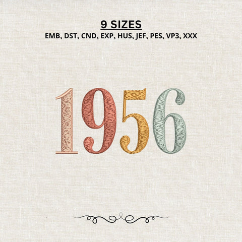 70th Birthday Embroidery File, Born in 1956 Birthday Gift, 1956 Machine Embroidery Design Embroidery/Applique DESIGNS PatternFeed8 