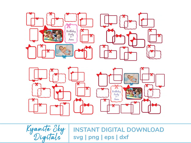 72 Bow Frames Bundle both 4x6" 5x7" sizes, 1-layer and 2-layer SVGs SVG Kyanite Sky Digitals 