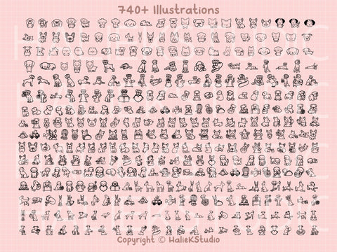 740+ Kawaii Cute Dogs SVG Design Set SVG HalieKStudio 