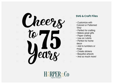 75 Year SVG PNG Cut EPS File SVG HarperNCo 