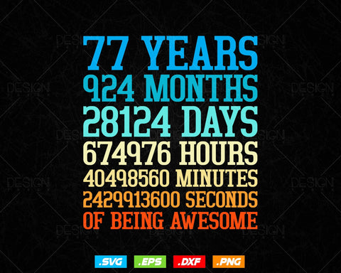 77th Birthday,77th Birthday Svg,77th Birthday Tshirt,77th Birthday Gifts,Retro Vintage Svg,Aged To Perfection,Birthday Mom,Birthday Party Svg,Its My Birthday,Birthday Clipart,Birthday Squad Svg,Birthday Dad,Happy Birthday SVG DesignDestine 