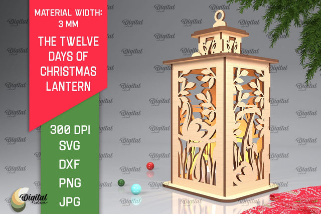7st Day of Christmas Lantern Laser Cut. Merry Christmas SVG SVG Evgenyia Guschina 