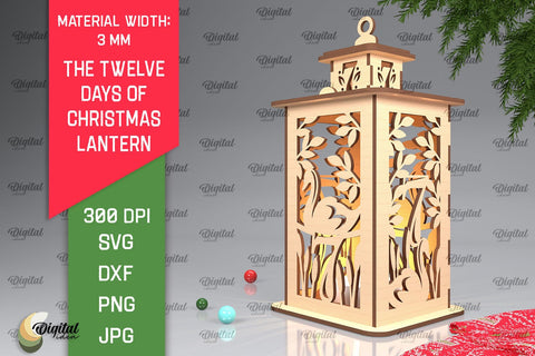 7st Day of Christmas Lantern Laser Cut. Merry Christmas SVG SVG Evgenyia Guschina 