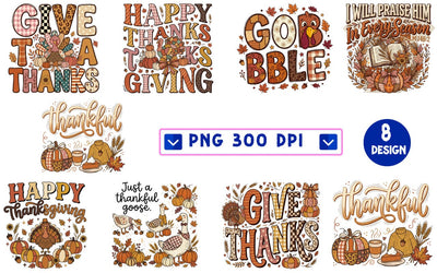 8 Christian Thanksgiving PNG Designs Bundle, Taste and See Psalm 34:8, God Is Good, Give Thanks to the Lord, Gobble, Blessed, Fall Sublimation Shirt Designs, 300 DPI, Instant Download Sublimation Insomnia Std 