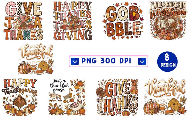 8 Christian Thanksgiving PNG Designs Bundle, Taste and See Psalm 34:8, God Is Good, Give Thanks to the Lord, Gobble, Blessed, Fall Sublimation Shirt Designs, 300 DPI, Instant Download Sublimation Insomnia Std 