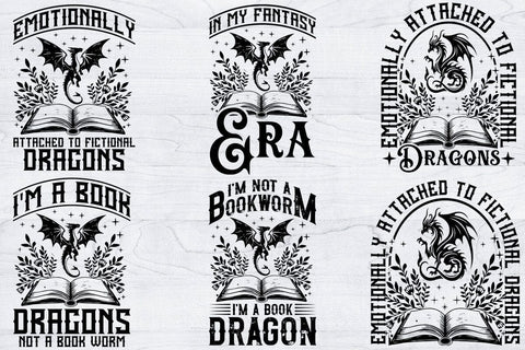 8 Fantasy Book T-Shirt Design Bundle, Dragons Bookish SVG, Book Lover Dragon Svg SVG Creativeart88 