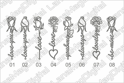 8 Rose Bookmark svg Bookmarks bundle Valentines day Love svg SVG LanaMagDigital 