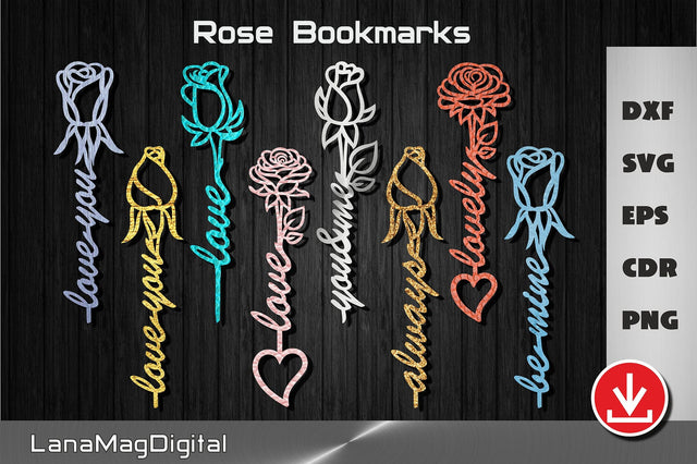 8 Rose Bookmark svg Bookmarks bundle Valentines day Love svg SVG LanaMagDigital 