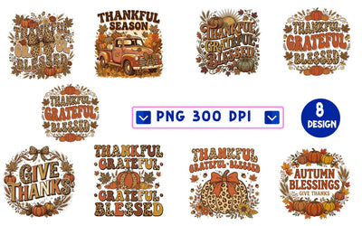 8 Thanksgiving PNG Designs Bundle, Give Thanks, Happy Thanksgiving, Gobble, Thankful, Thankful Goose, Retro Patchwork Fall Sublimation Shirt Designs, 300 DPI, Instant Download Sublimation Insomnia Std 