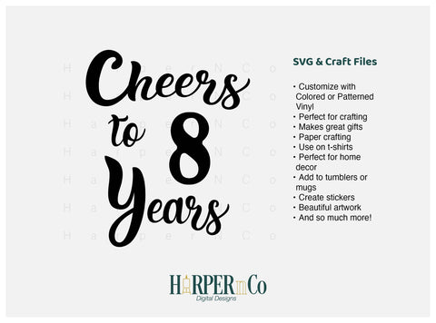 8 Year SVG PNG Cut EPS File SVG HarperNCo 