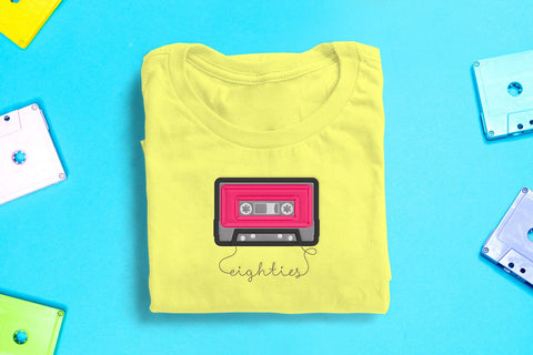 80s Rainbow Cassette Tape Applique Embroidery Embroidery/Applique DESIGNS Designed by Geeks 