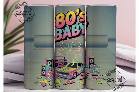 80s Retro Vibe 20oz Tumbler Wrap Sublimation sassyprint 