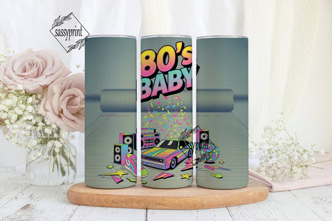 80s Retro Vibe 20oz Tumbler Wrap Sublimation sassyprint 
