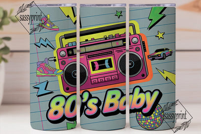 80s Retro Vibe 20oz Tumbler Wrap Sublimation sassyprint 